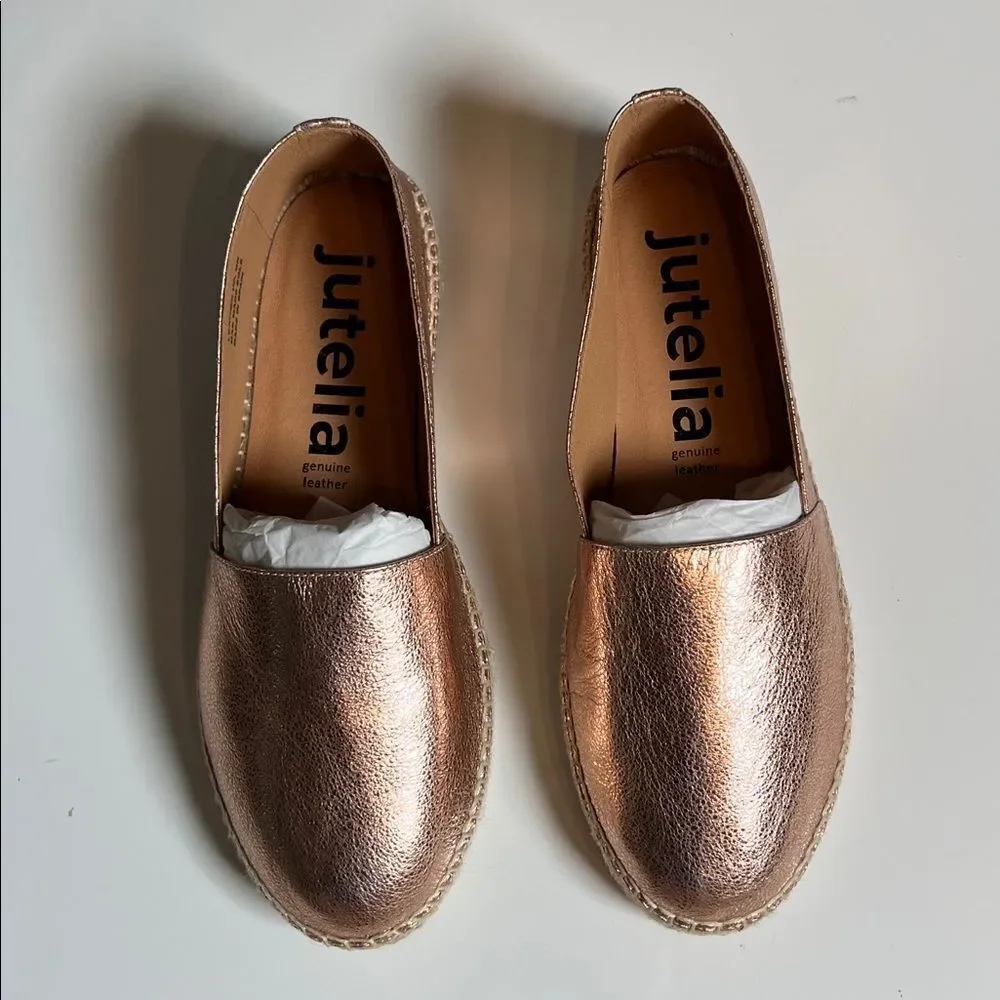 JUTELIA Women’s Made in Spain Espadrilles - Leather Rosegold
